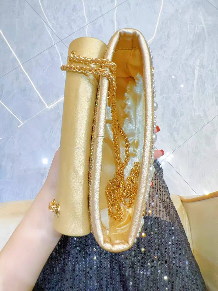 Water Drop Pearl Chain Bag Evening Clutch Versatile Small Bag French-inspired Chanel-style Purse
