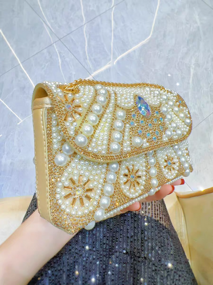 Water Drop Pearl Chain Bag Evening Clutch Versatile Small Bag French-inspired Chanel-style Purse
