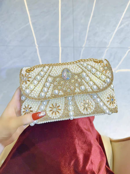 Water Drop Pearl Chain Bag Evening Clutch Versatile Small Bag French-inspired Chanel-style Purse