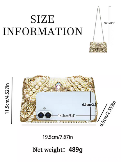 Water Drop Pearl Chain Bag Evening Clutch Versatile Small Bag French-inspired Chanel-style Purse