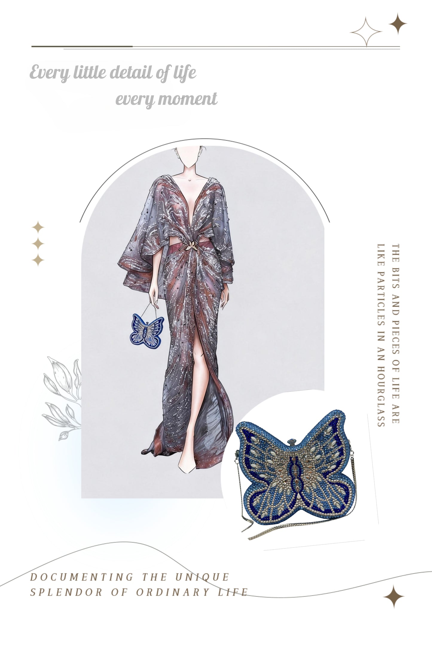High-end Flat-back Crystal Butterfly Evening Clutch for Banquets, Parties & Year-end Events