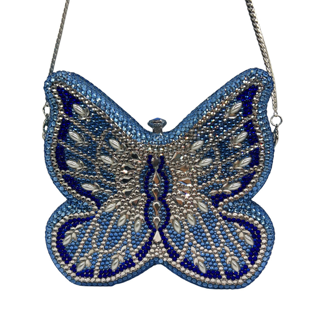 High-end Flat-back Crystal Butterfly Evening Clutch for Banquets, Parties & Year-end Events