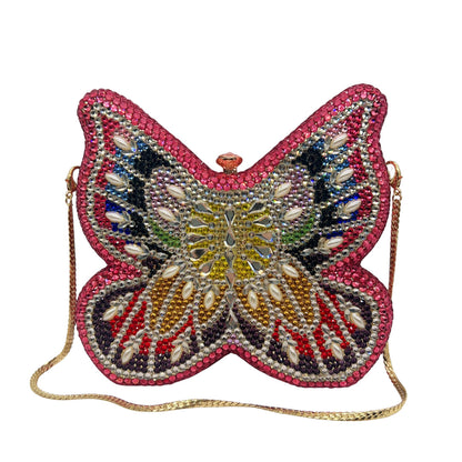 High-end Flat-back Crystal Butterfly Evening Clutch for Banquets, Parties & Year-end Events