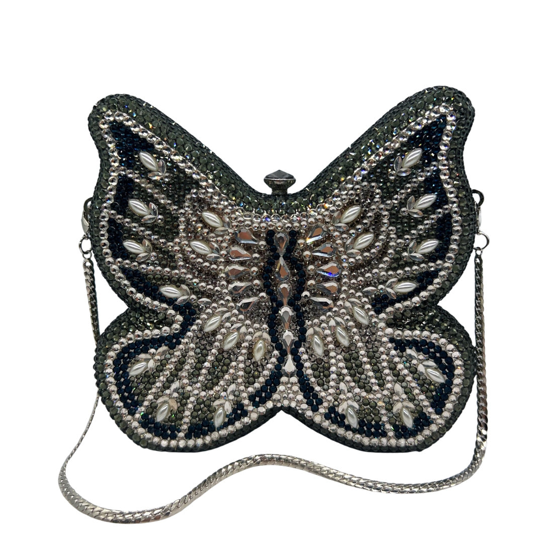 High-end Flat-back Crystal Butterfly Evening Clutch for Banquets, Parties & Year-end Events
