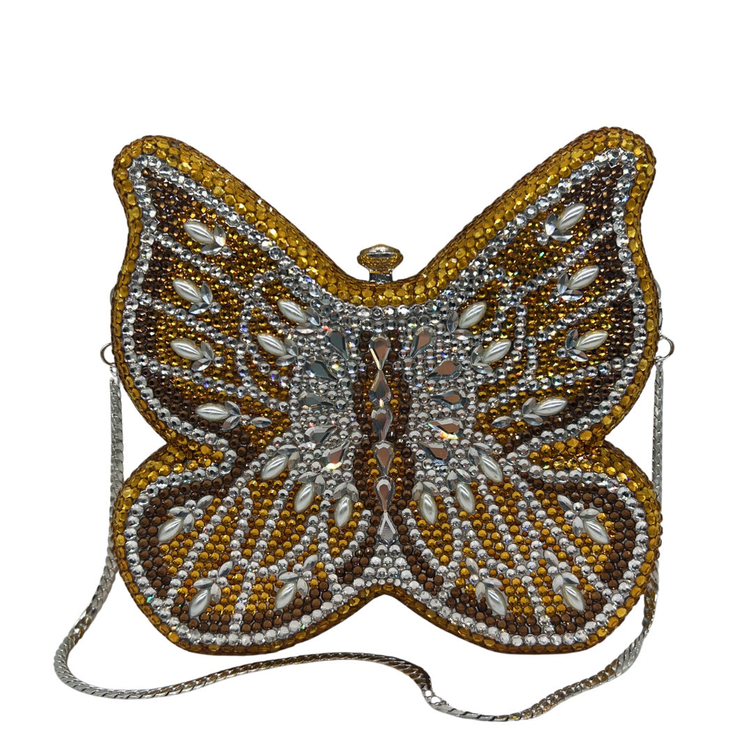 High-end Flat-back Crystal Butterfly Evening Clutch for Banquets, Parties & Year-end Events