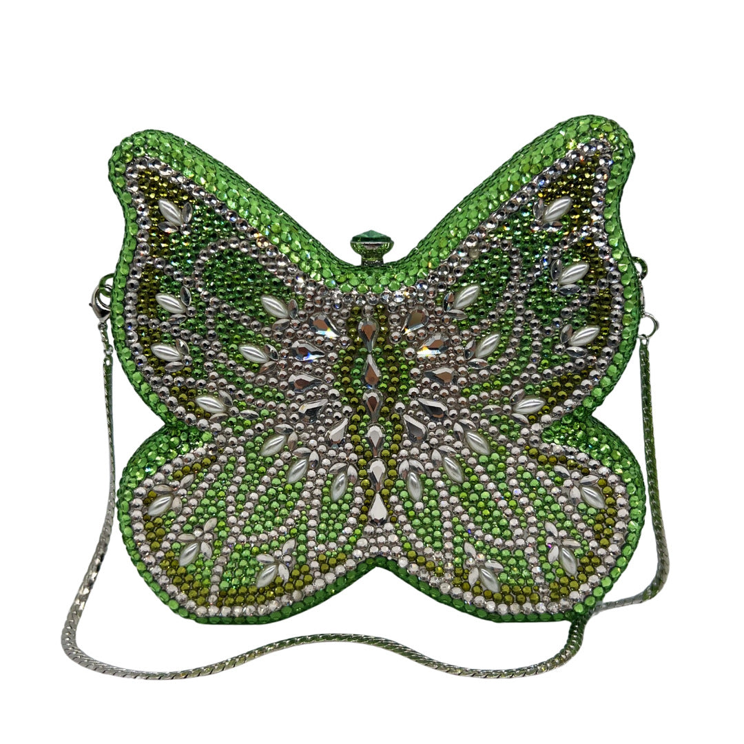 High-end Flat-back Crystal Butterfly Evening Clutch for Banquets, Parties & Year-end Events