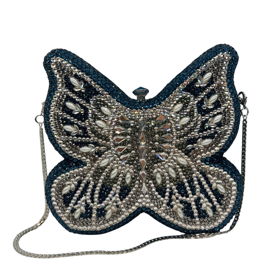 High-end Flat-back Crystal Butterfly Evening Clutch for Banquets, Parties & Year-end Events