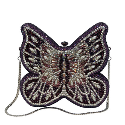 High-end Flat-back Crystal Butterfly Evening Clutch for Banquets, Parties & Year-end Events