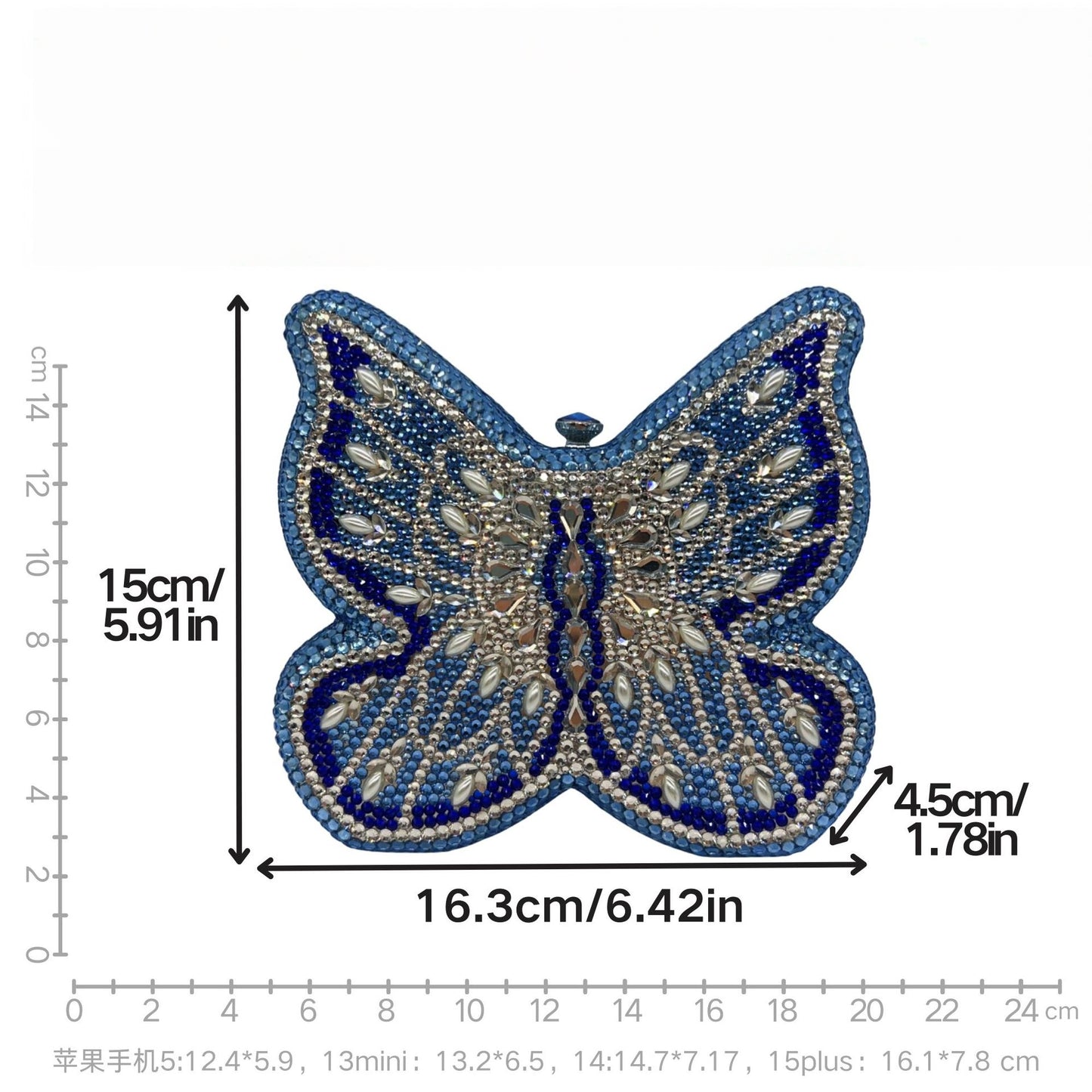 High-end Flat-back Crystal Butterfly Evening Clutch for Banquets, Parties & Year-end Events