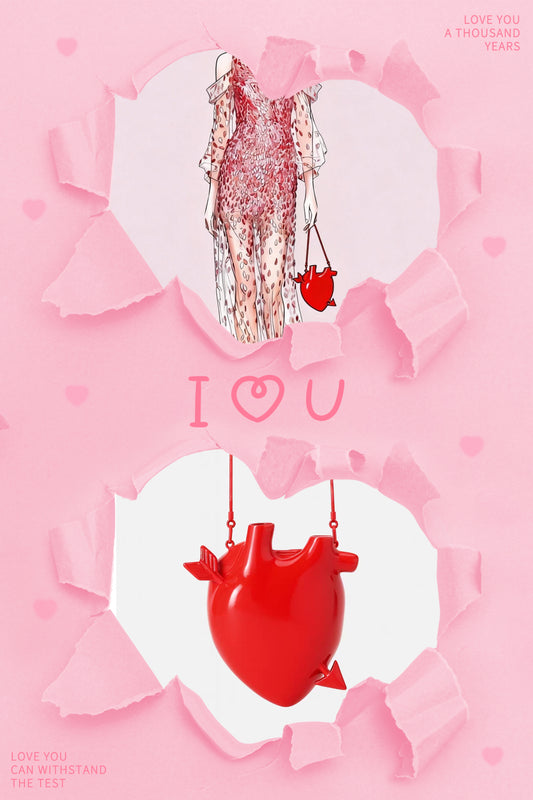 European fashion, niche design, heart chain bag, metal evening clutch, statement shoulder bag, avant-garde accessory