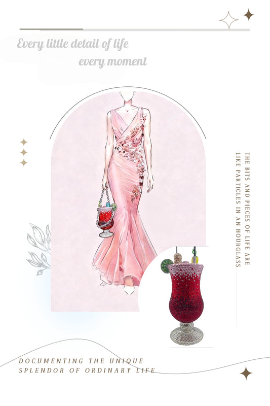 Diamond-encrusted Cocktail Glass Clutch, Full Crystal Evening Bag for Women