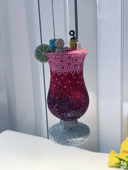 Diamond-encrusted Cocktail Glass Clutch, Full Crystal Evening Bag for Women