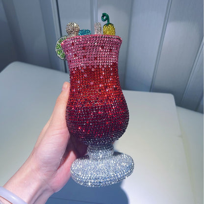 Diamond-encrusted Cocktail Glass Clutch, Full Crystal Evening Bag for Women