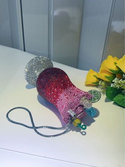 Diamond-encrusted Cocktail Glass Clutch, Full Crystal Evening Bag for Women