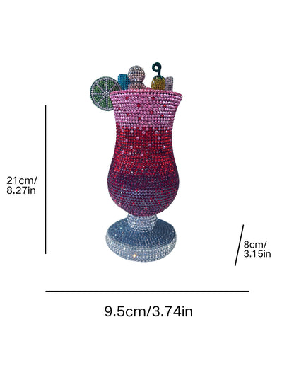 Diamond-encrusted Cocktail Glass Clutch, Full Crystal Evening Bag for Women
