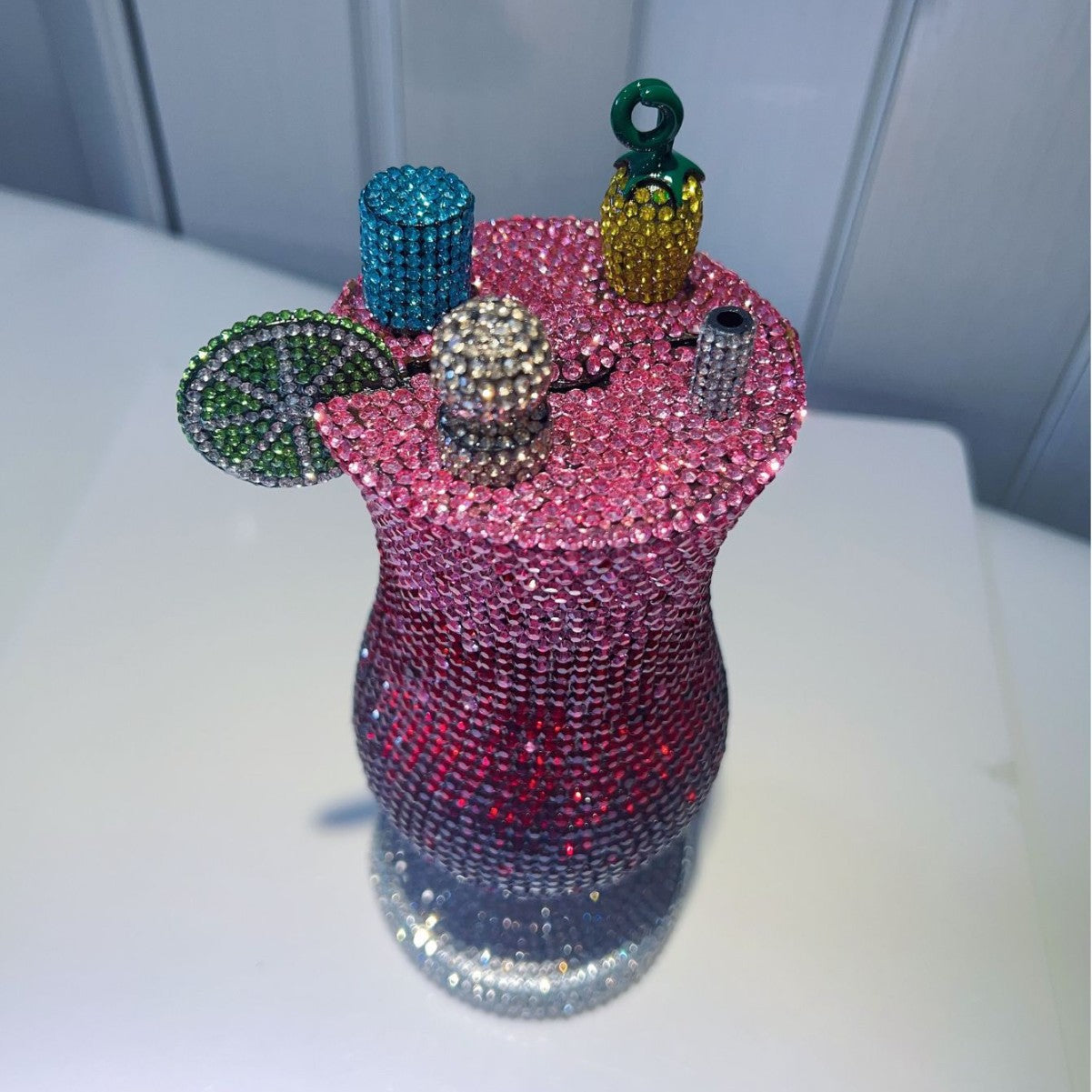 Diamond-encrusted Cocktail Glass Clutch, Full Crystal Evening Bag for Women