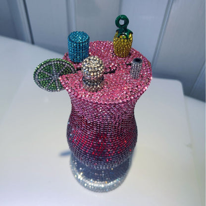 Diamond-encrusted Cocktail Glass Clutch, Full Crystal Evening Bag for Women