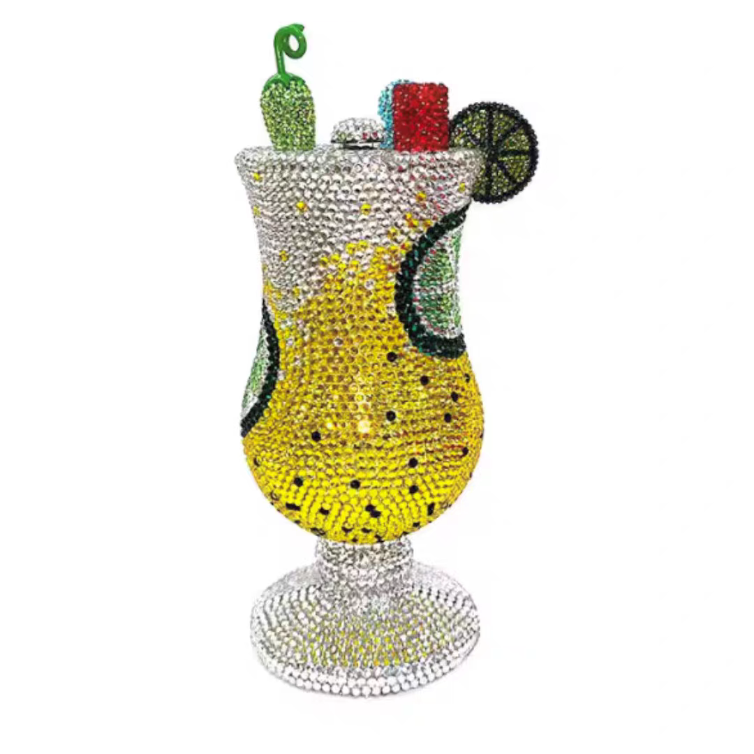 Diamond-encrusted Cocktail Glass Clutch, Full Crystal Evening Bag for Women