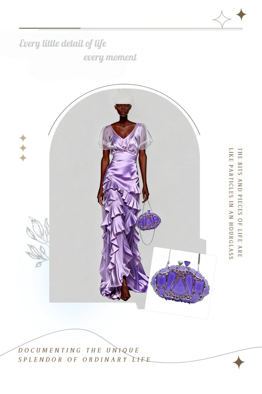 New Violet Diamond-encrusted Evening Clutch | Hollow Crystal Embellished Handbag for Women | European & American Style Party Bag
