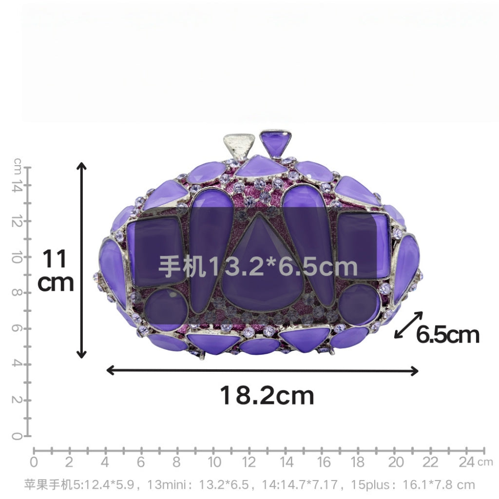 New Violet Diamond-encrusted Evening Clutch | Hollow Crystal Embellished Handbag for Women | European & American Style Party Bag