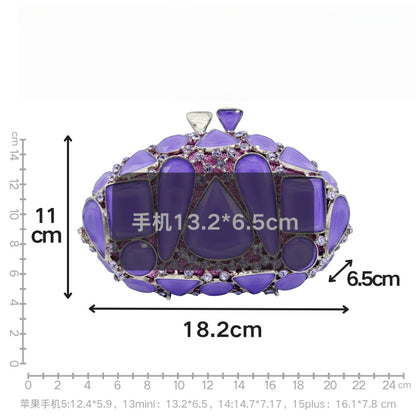 New Violet Diamond-encrusted Evening Clutch | Hollow Crystal Embellished Handbag for Women | European & American Style Party Bag