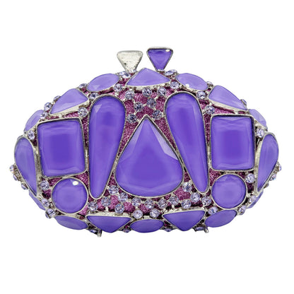 New Violet Diamond-encrusted Evening Clutch | Hollow Crystal Embellished Handbag for Women | European & American Style Party Bag
