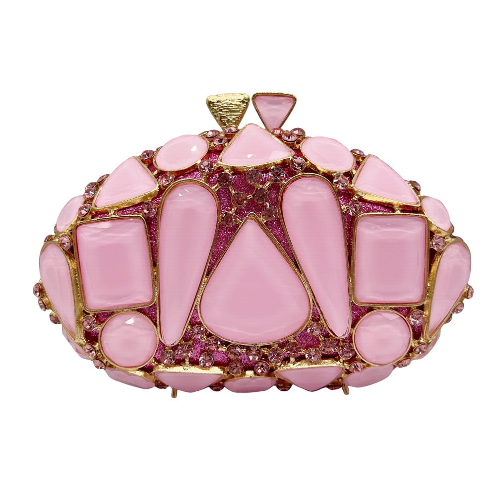 New Violet Diamond-encrusted Evening Clutch | Hollow Crystal Embellished Handbag for Women | European & American Style Party Bag