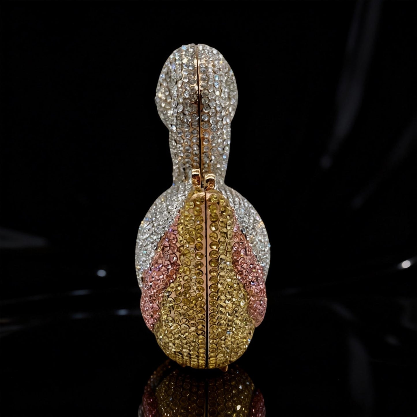 Diamond-Encrusted Swan Evening Clutch — Animal-Themed Full Crystal Handbag with Chain