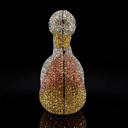 Diamond-Encrusted Swan Evening Clutch — Animal-Themed Full Crystal Handbag with Chain