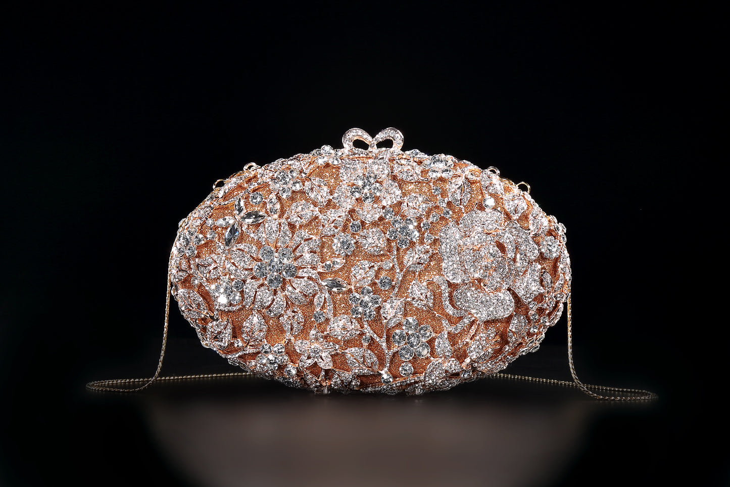 Bougainvillea-Inspired Crystal-Embellished Evening Clutch / Hollow-Out Metal Frame Diamond Women's Party Bag