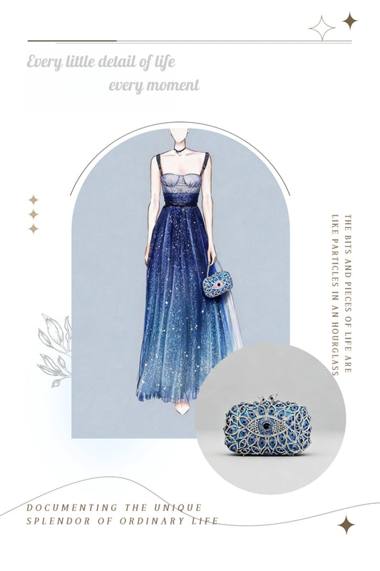Western Evening Clutch: Devil's Eye Design with Rhinestones, Crystal-Embellished Women's Handbag