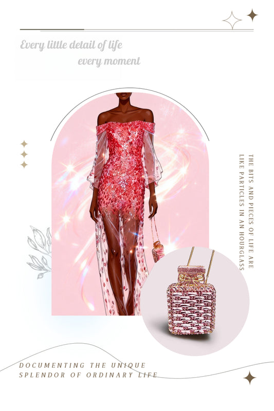 Light luxury high-end custom evening dress clutch bag with pink crystal bow, mini bag for women, exquisite match for banquet handbag.