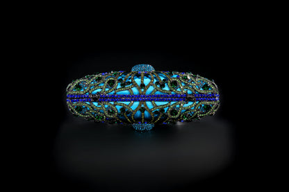Peacock water diamond bag, hollow metal crystal banquet bag, handmade diamond inlaid bag, European and American women's diamond handbag