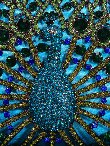 Peacock water diamond bag, hollow metal crystal banquet bag, handmade diamond inlaid bag, European and American women's diamond handbag