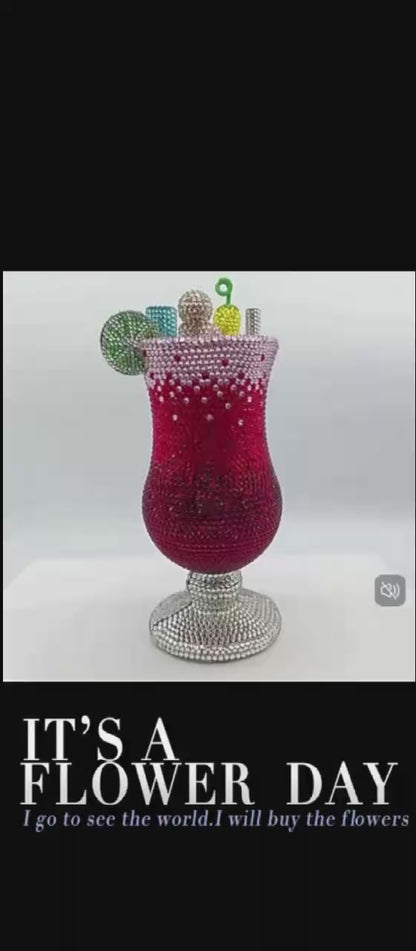 Diamond-encrusted Cocktail Glass Clutch, Full Crystal Evening Bag for Women