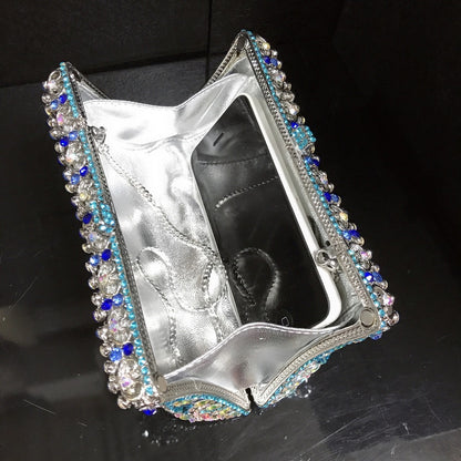 Fish scale banquet bag with hollow metal inlaid with diamond