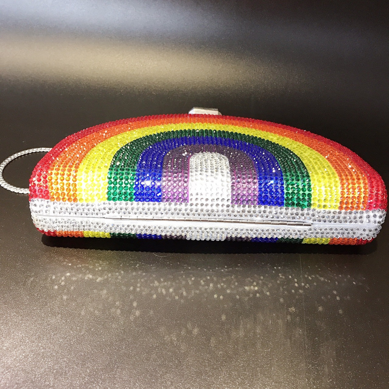 MRY · D-shaped rainbow-studded dinner bag