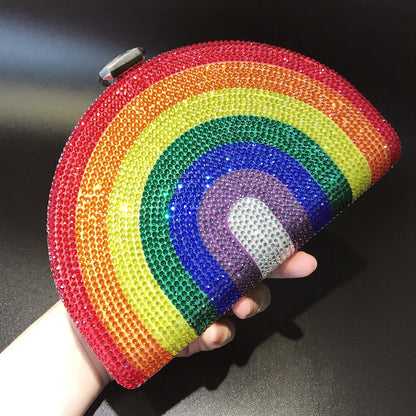 MRY · D-shaped rainbow-studded dinner bag