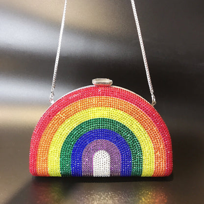 MRY · D-shaped rainbow-studded dinner bag