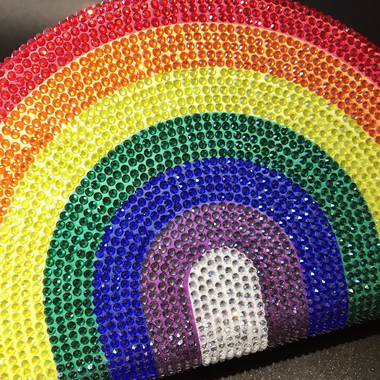 MRY · D-shaped rainbow-studded dinner bag