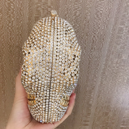 MRY · Diamond-encrusted skull dinner bag