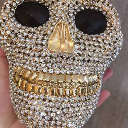 MRY · Diamond-encrusted skull dinner bag