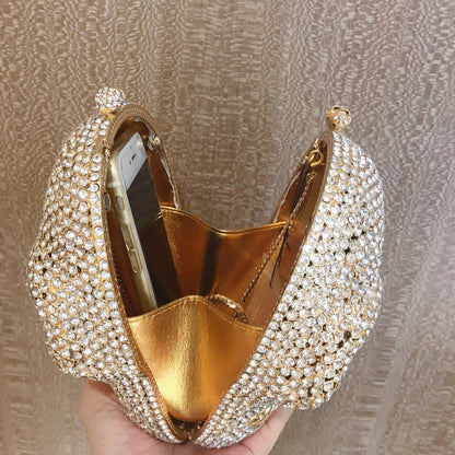 MRY · Diamond-encrusted skull dinner bag