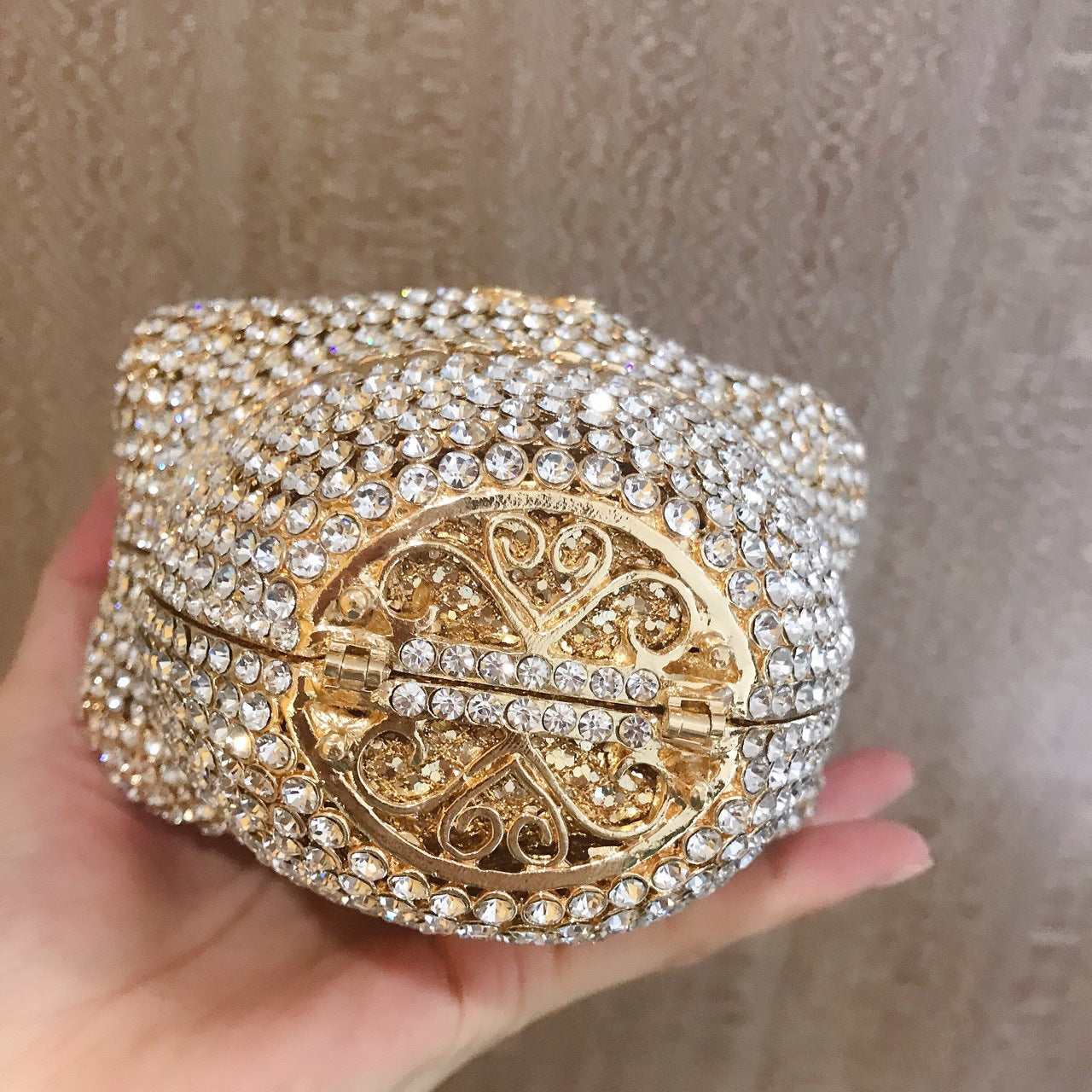 MRY · Diamond-encrusted skull dinner bag