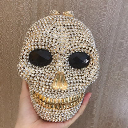 MRY · Diamond-encrusted skull dinner bag