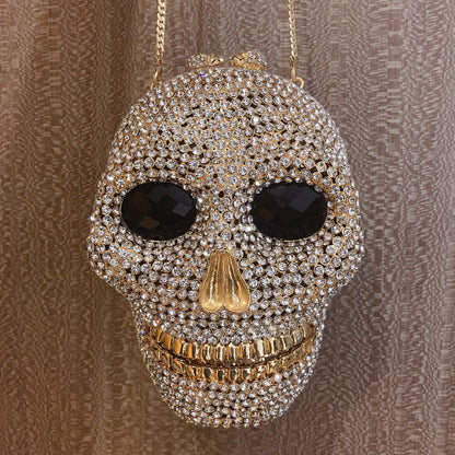 MRY · Diamond-encrusted skull dinner bag