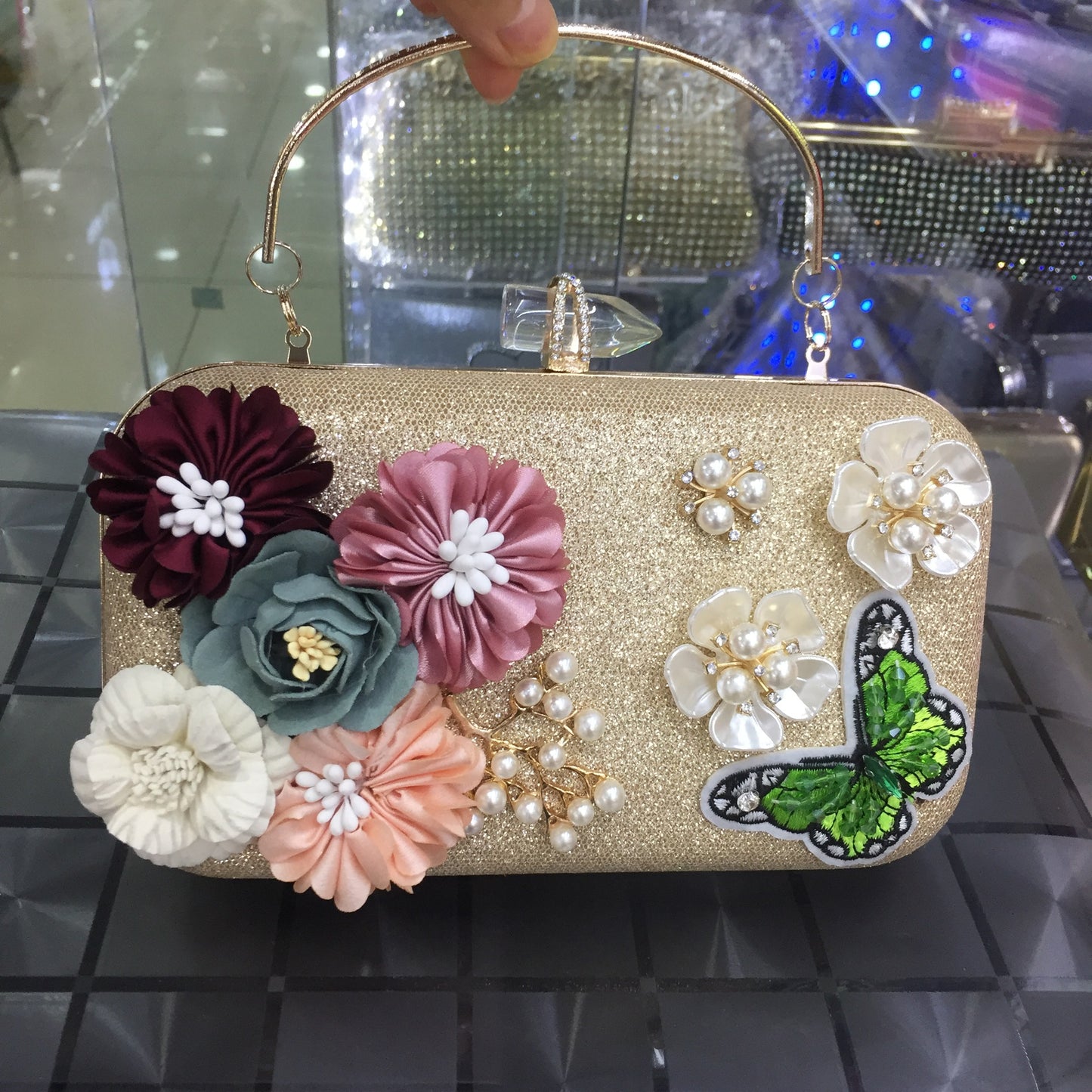 MRY · Satin floral dinner bag