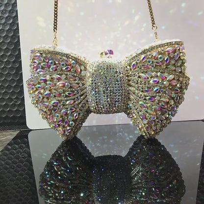 MRY · Diamond-encrusted bow dinner bag