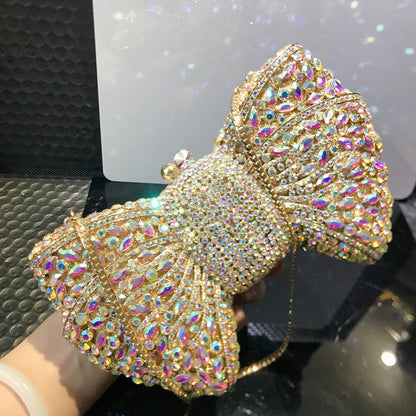 MRY · Diamond-encrusted bow dinner bag