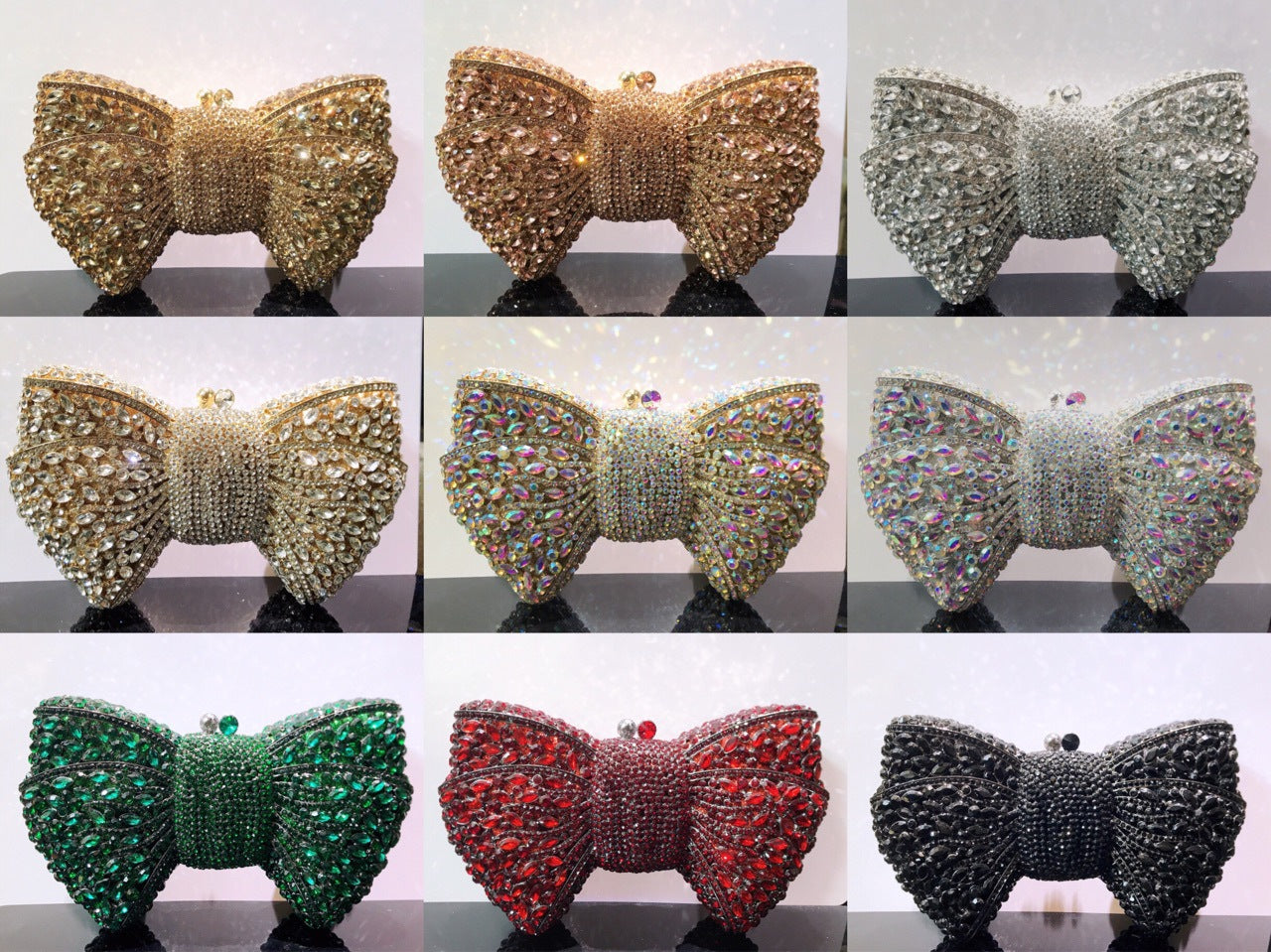 MRY · Diamond-encrusted bow dinner bag